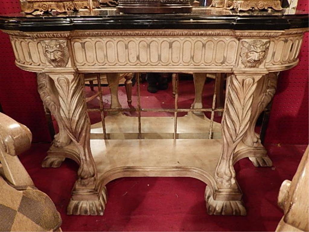 ORNATE CONSOLE TABLE, ANTIQUE WHITE FINISH, APPROX: ORNATE CONSOLE TABLE, ANTIQUE WHITE FINISH, APPROX 3.5'W X 30"H X 18"D (SKU #8023.93)