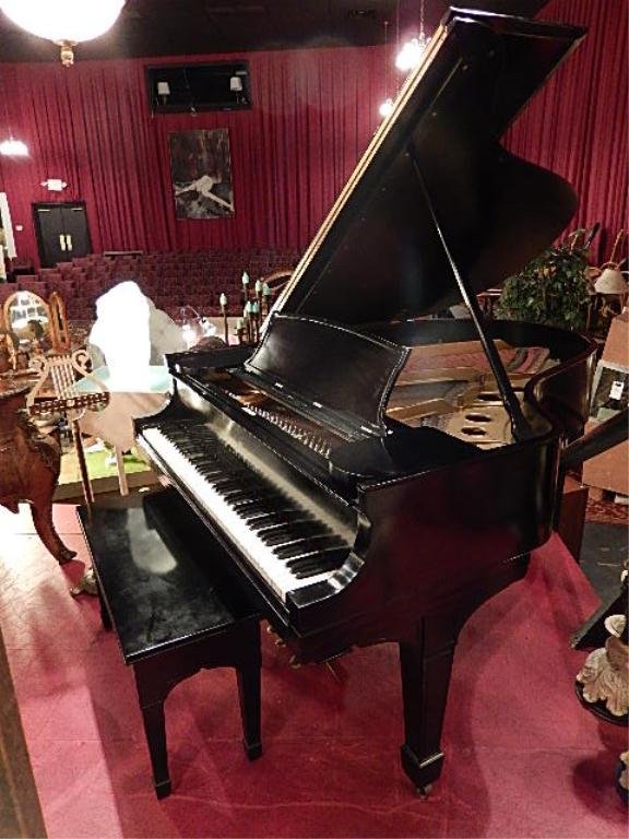 ANTIQUE STEINWAY & SONS MODEL "O" GRAND PIANO, CIRCA: ANTIQUE STEINWAY & SONS MODEL "O" GRAND PIANO, CIRCA 1900-1924, SATIN FINISHED EBONY CASE, IN TUNE, EQUIPPED WITH BOSE SPEAKERS AND HOOKUP FOR PLAYER PIANO SYSTEM, REQUIRES NEW CD PLAYER, VERY GOOD CO