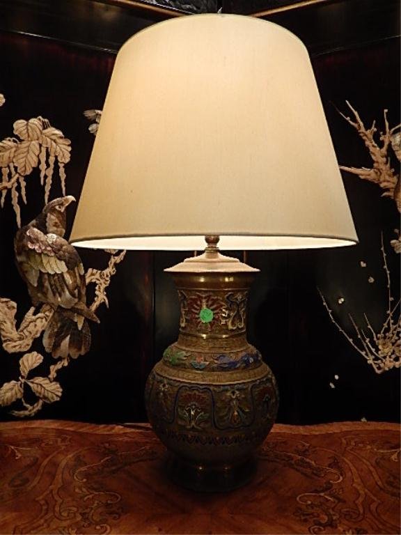 CHAMPLEVE TABLE LAMP, EXCELLENT CONDITION, APPROX 20"H: CHAMPLEVE TABLE LAMP, EXCELLENT CONDITION, APPROX 20"H (SKU #841.22)