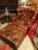 RALPH LAUREN LEATHER LIBRARY CHAIR AND OTTOMAN FOR