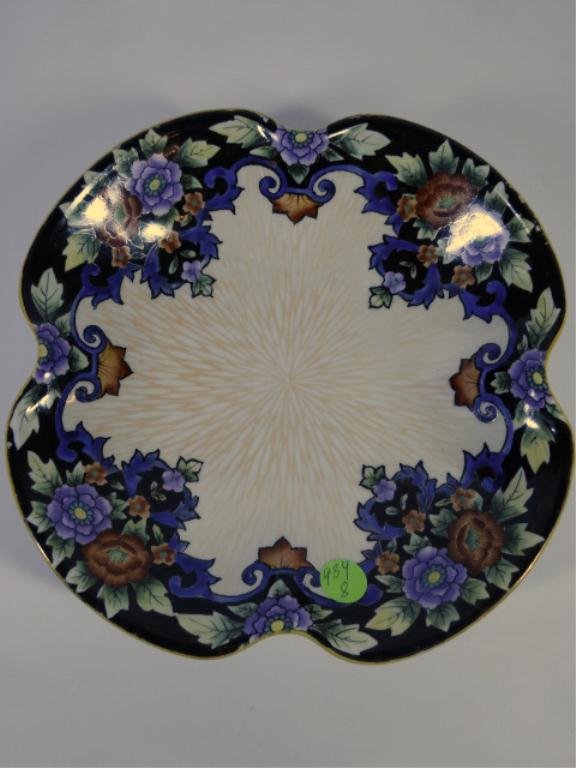 NORITAKE PORCELAIN SERVING DISH, WITH BLUE, RED, AND: NORITAKE PORCELAIN SERVING DISH, WITH BLUE, RED, AND BLACK FLORALS, MARKED, 8.75" DIAMETER X 2.25"H (SKU# 934-8)