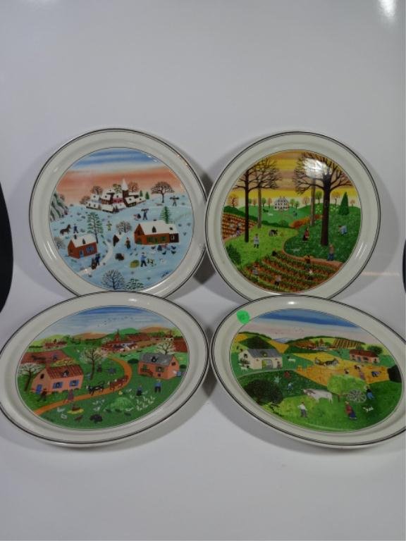 Assiettes Villeroy & Boch Mettlach 4 Saisons - Collection Henri Mouxin, 1827, RARES