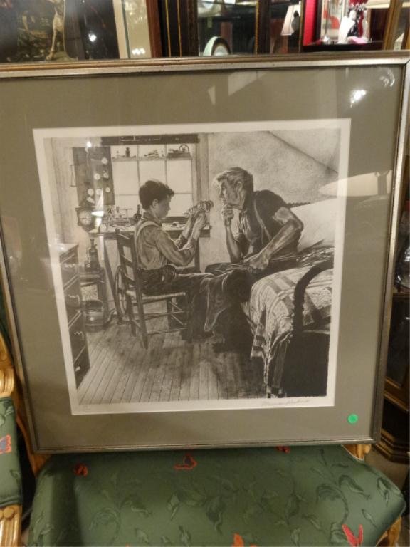 NORMAN ROCKWELL THE INVENTORS, LIMITED EDITION: NORMAN ROCKWELL THE INVENTORS, LIMITED EDITION LITHOGRAPH #118 OF 200, PENCIL NUMBERED LOWER LEFT, PENCIL SIGNED LOWER RIGHT, APPROX 27.5" X 27" FRAMED, SKU958