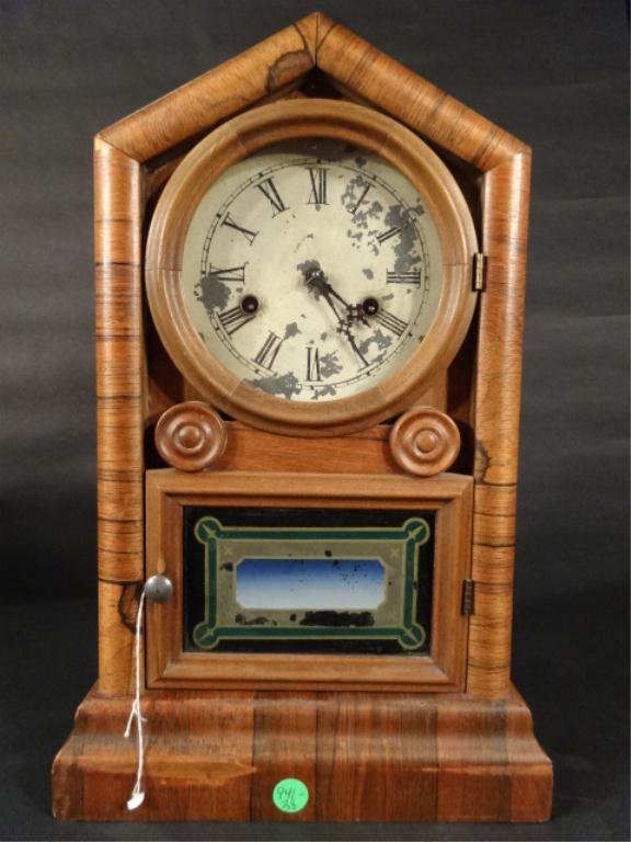 ANTIQUE WILLIAM GILBERT CLOCK, MARKED WM. L. GILBERT,: ANTIQUE WILLIAM GILBERT CLOCK, MARKED WM. L. GILBERT, 17.5" X 11" SKU 941-38