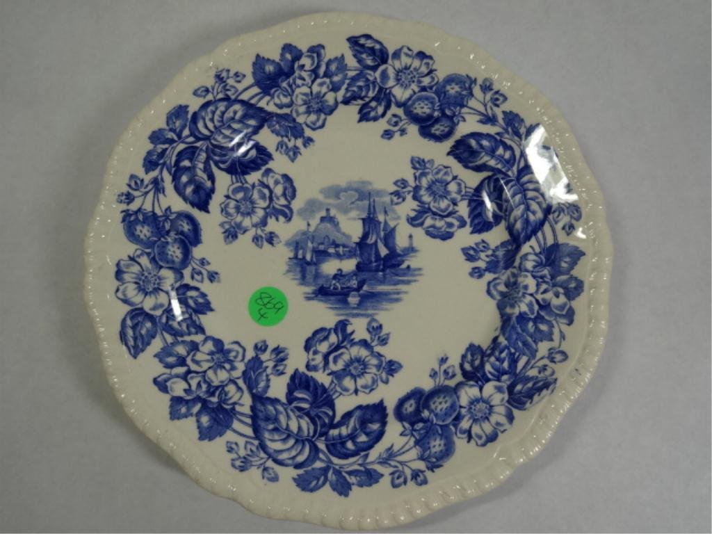 COPELAND SPODE BLUE & WHITE TRANSFERWARE PORCELAIN: COPELAND SPODE BLUE & WHITE TRANSFERWARE PORCELAIN PLATE, APPROX 9.5" DIAMETER (SKU#869.04)