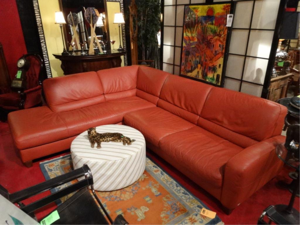 LEATHER SECTIONAL SOFA BY ITALSOFA, TERRA COTTA COLOR - Dec 30, 2013