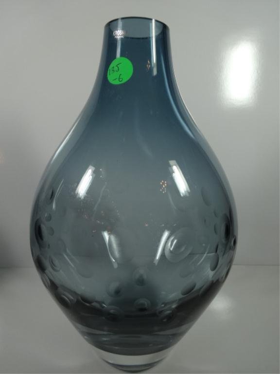 2 KROSNO POLAND BLUE ART GLASS VASES, APPROX 10.75"H, Lot 1B