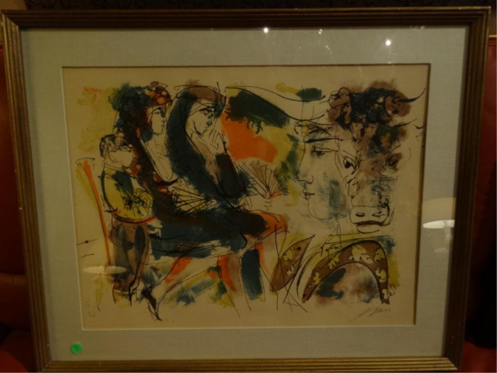 HANS ERNI PENCIL SIGNED LITHOGRAPH, "ARENA" FROM THE: HANS ERNI PENCIL SIGNED LITHOGRAPH, "ARENA" FROM THE SERIES OF DRAWINGS FOR JOSEPH PEYRE'S BOOK, "SANG ET LUMIERES", PUBLISHED BY PIERRE DE TARTAS AND CARRIES HIS BLINDSTAMP AND THAT OF THE MINISTRY O