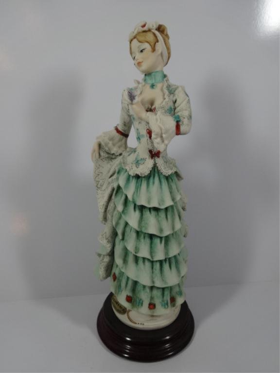 GUISEPPE ARMANI ART DECO WOMAN IN GREEN SKIRT FIGURINE,: GUISEPPE ARMANI ART DECO WOMAN IN GREEN SKIRT FIGURINE, APPROX 10.25"H, SKU164.14