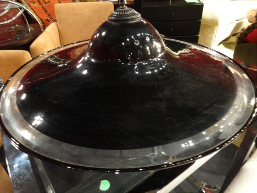 ART GLASS CEILING LIGHT, BLACK AND CLEAR GLASS, APPROX: ART GLASS CEILING LIGHT, BLACK AND CLEAR GLASS, APPROX 25"DIAMETER, SKU941.65