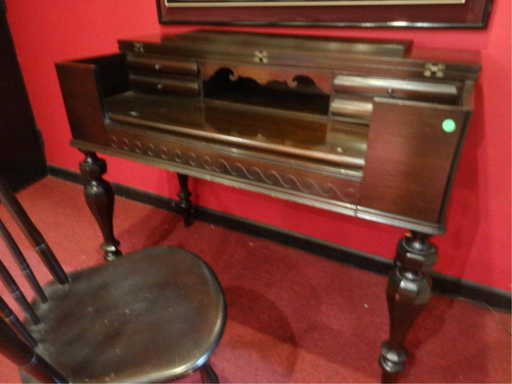 ANTIQUE MAHOGANY SPINET SECRETARY/DESK, PIANO HINGE TOP - ANTIQUE MAHOGANY SPINET SECRETARY/DESK, PIANO HINGE TOP