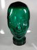 VINTAGE GLASS HEAD SCULPTURE OR HAT STAND, GREEN