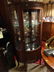 ANTIQUE MAHOGANY DISPLAY CABINET, INLAID DESIGNS, GLASS
