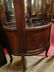 ANTIQUE MAHOGANY DISPLAY CABINET, INLAID DESIGNS, GLASS - 6