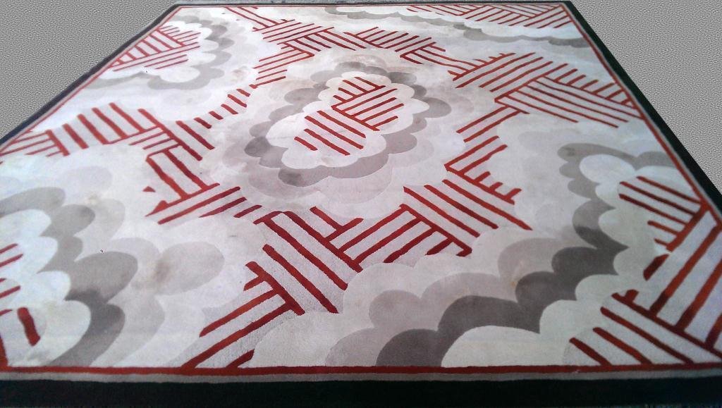 EDWARD FIELDS RUG, 100% HANDKNOTTED PURE VIRGIN WOOL: EDWARD FIELDS RUG, 100% HANDKNOTTED PURE VIRGIN WOOL FACE, CUSTOM ORDERED. CULPTURED WOOL, PILE CARPET. APPROX 13’ X 14’, SKU129