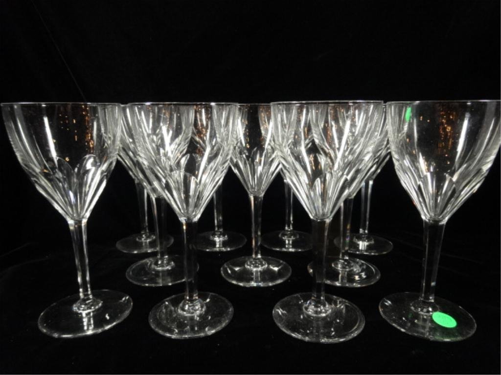 11 VAL ST. LAMBERT CRYSTAL WINE GLASSES, "GEVAERT": 11 VAL ST. LAMBERT CRYSTAL WINE GLASSES, "GEVAERT" PATTERN, MARKED VSL ON BASE, APROX 7.75"H, SKU289.10