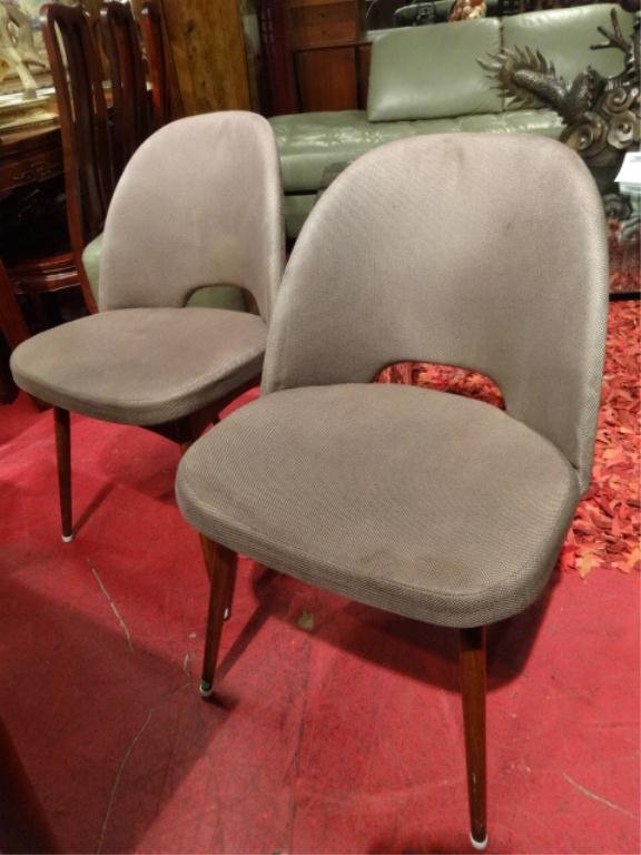 PAIR ADRIAN PEARSALL SHELLBACK CHAIRS, CIRCA 1960, MID: PAIR ADRIAN PEARSALL SHELLBACK CHAIRS, CIRCA 1960, MID CENTURY MODERN WITH WALNUT FRAME AND LEGS, VERY GOOD CONDITION, UPHOLSTERY HAS SOME STAINS