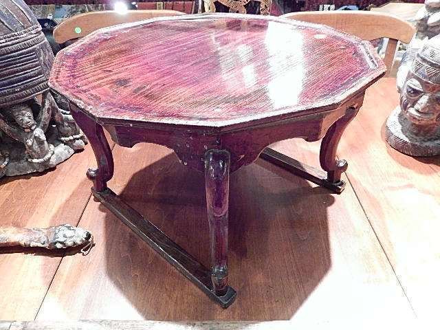ANTIQUE KOREAN CARVED WOOD TABLE, APPROX 18"DIAMETER,: ANTIQUE KOREAN CARVED WOOD TABLE, APPROX 18"DIAMETER, SKU688.09
