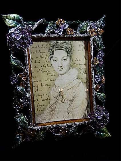 2009 LIMITED EDITION JAY STRONGWATER FRAME, PURPLE: 2009 LIMITED EDITION JAY STRONGWATER FRAME, PURPLE FLOWERS, #16 OF 250, HANDCRAFTED ENAMEL WITH SWAROVSKI CRYSTALS, APPROX 11"H X 9"W, SKU500
