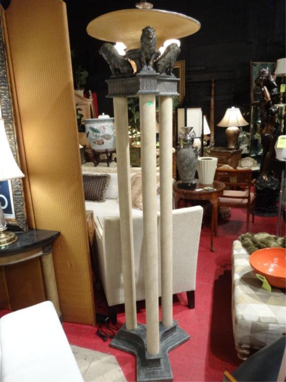 TORCHIERE FLOOR LAMP WITH 3 LIONS, TRIPLE COLUMN BASE, Apr 29, 2014