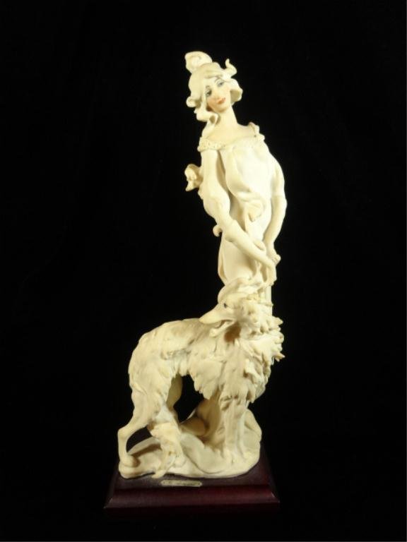 GUISEPPE ARMANI FIGURINE, WOMAN WITH DOG, APPROX: GUISEPPE ARMANI FIGURINE, WOMAN WITH DOG, APPROX 14.5"H, MADE IN ITALY, SKU5412.13