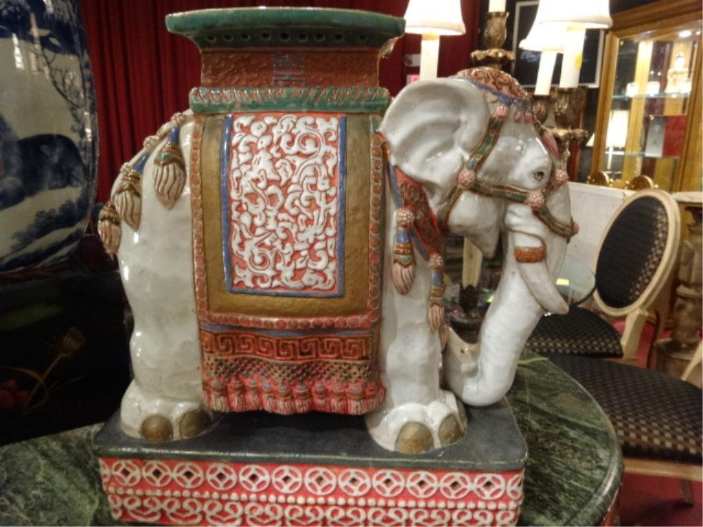 CERAMIC ELEPHANT GARDEN STOOL, APPROX 20.5"H, SKU397.02: CERAMIC ELEPHANT GARDEN STOOL, APPROX 20.5"H, SKU397.02