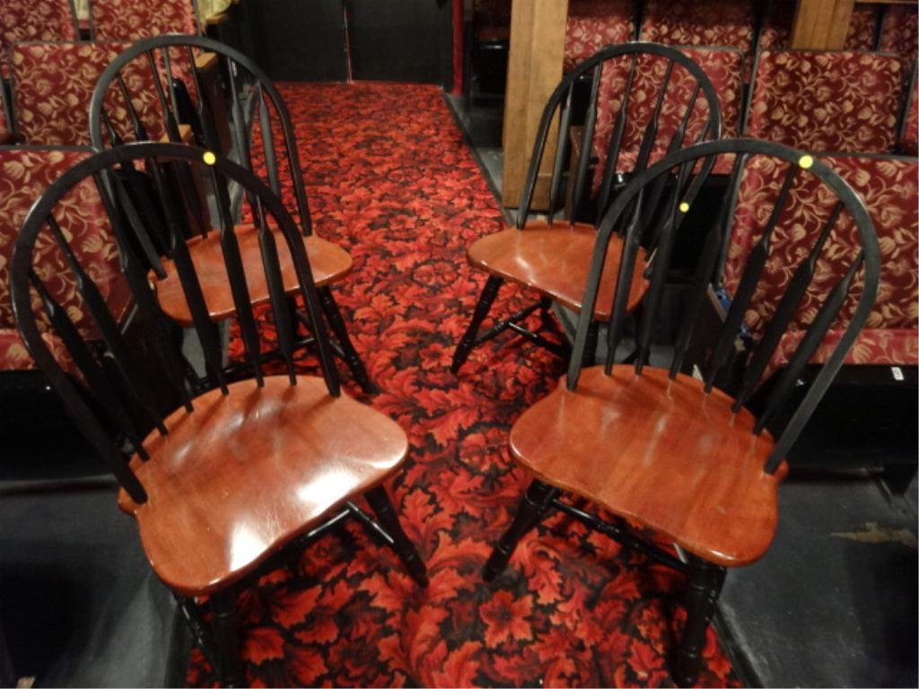 4 PC SET WINDSOR CHAIRS, BLACK & NATURAL FINISH,: 4 PC SET WINDSOR CHAIRS, BLACK & NATURAL FINISH, SKU398.12