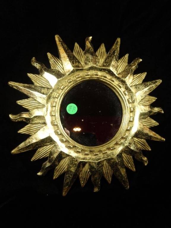 SUNBURST MIRROR, GOLD FINISH ON COMPOSITION MATERIAL,: SUNBURST MIRROR, GOLD FINISH ON COMPOSITION MATERIAL, APPROX 12.5" DIAMETER, SKU248.52
