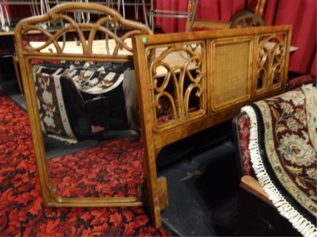 2 PC SET RATTAN FULL HEADBOARD AND MIRROR: 2 PC SET RATTAN FULL HEADBOARD AND MIRROR