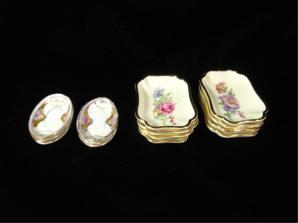 14 PC COLLECTION OF PORCELAIN SALTS, 6 NORITAKE, 8: 14 PC COLLECTION OF PORCELAIN SALTS, 6 NORITAKE, 8 GERMAN, APPROX 2.5" AND 3", SKU465.92