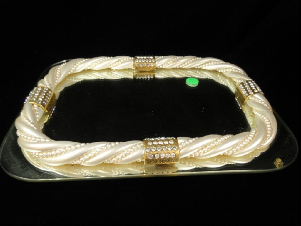 MIRRORED BEADED VANITY TRAY, 13" X 9.75", SKU465.17: MIRRORED BEADED VANITY TRAY, 13" X 9.75", SKU465.17