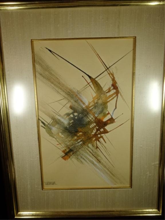 LEONARDO NIERMAN WATERCOLOR, CONTEMPORARY COLORFUL: LEONARDO NIERMAN WATERCOLOR, CONTEMPORARY COLORFUL ABSTRACT, SIGNED NIERMAN LOWER LEFT, APPROX 26.25" X 20.25" FRAMED, APPRAISED AT $850, SKU351.02