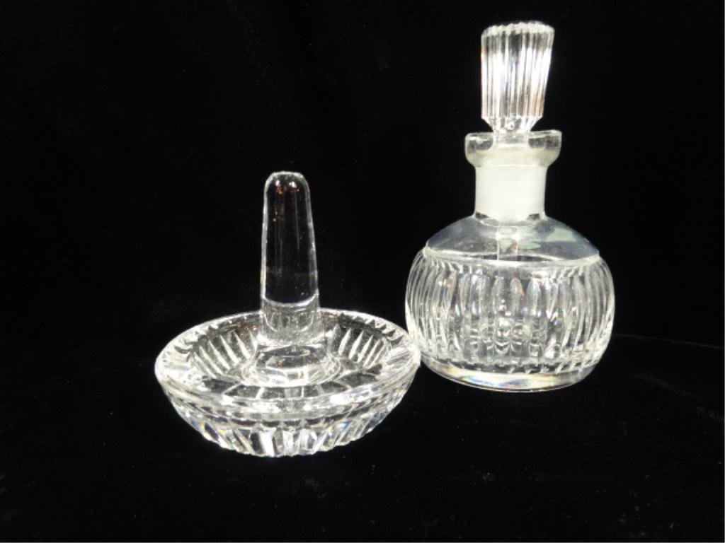CRYSTAL RING HOLDER & PERFUME BOTTLE W/STOPPER, APPROX: CRYSTAL RING HOLDER & PERFUME BOTTLE W/STOPPER, APPROX 5"H, SKU480.03