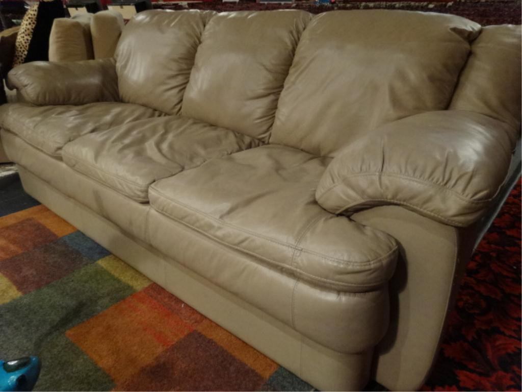 PALLISTER LEATHER SOFA, CURVED ARMS, BEIGE LEATHER, #2: PALLISTER LEATHER SOFA, CURVED ARMS, BEIGE LEATHER, #2 OF TWO SOFAS AVAILABLE (EACH SOLD SEPARATELY, SKU999