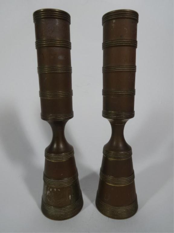 JENS H. QUISTGAARD DESIGNED PAIR OF CANDLE STICKS FOR: JENS H. QUISTGAARD DESIGNED PAIR OF CANDLE STICKS FOR DANSK, CIRCA 1960'S, APPROX 6.25"H, SKU7459.05