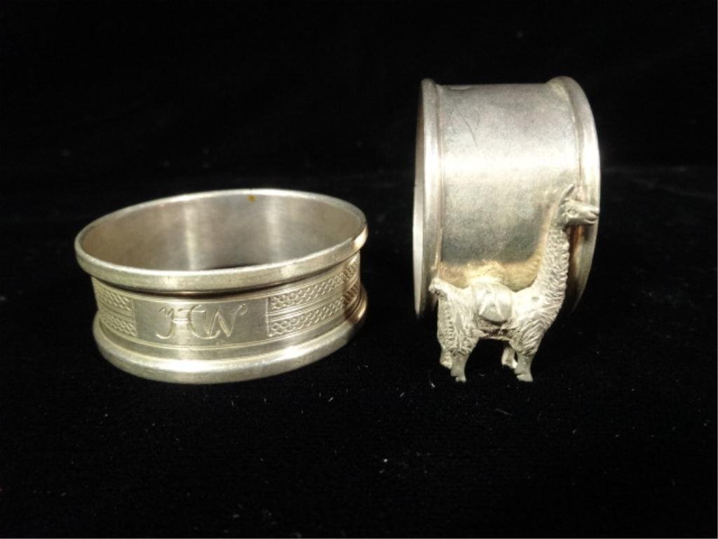 2 STERLING SILVER NAPKIN RINGS, APPROX 27 GRAMS SILVER,: 2 STERLING SILVER NAPKIN RINGS, APPROX 27 GRAMS SILVER, SKU7508