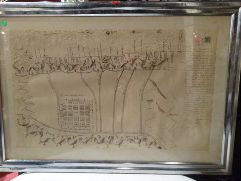 ANTIQUE MAP, SPANISH CITY, APPROX 23" X 34" FRAMED,: ANTIQUE MAP, SPANISH CITY, APPROX 23" X 34" FRAMED, SKU531.39