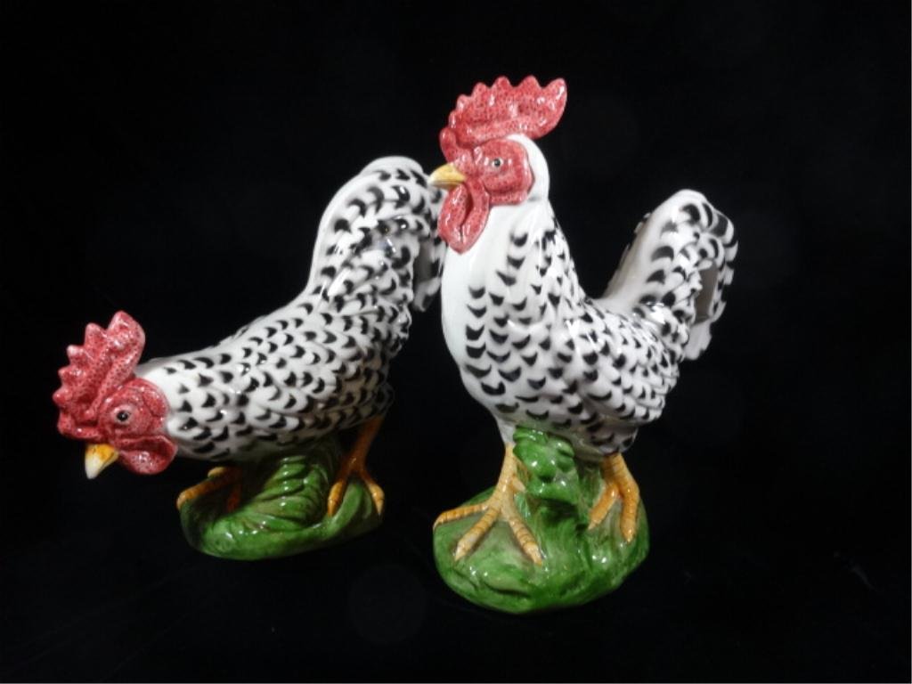 2 FITZ AND FLOYD PORCELAIN ROOSTERS, MARKED ON BOTTOM,: 2 FITZ AND FLOYD PORCELAIN ROOSTERS, MARKED ON BOTTOM, 11.5" X 10.5", SKU9000