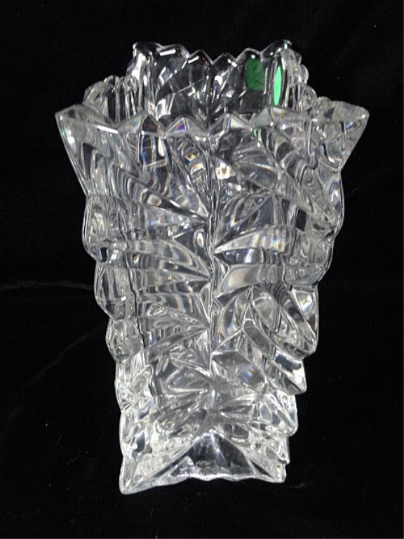 ROSENTHAL CRYSTAL VASE, SQUARE BASE, LABELED ROSENTHAL