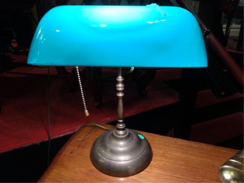 Antique Brass Banker S Desk Lamp Green Glass Shade