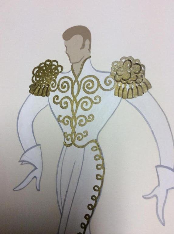 ORIGINAL ERTE COSTUME DESIGN PAINTING, 1951. TEMPERA - 2