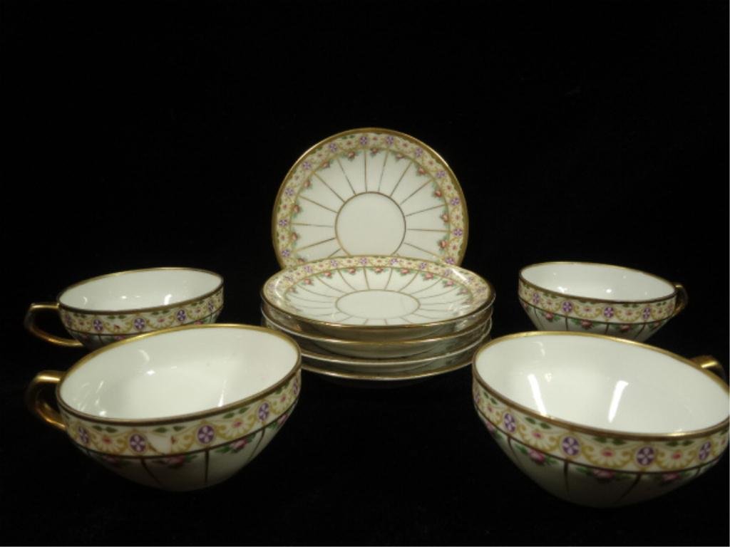 9 PC PRE-WAR A K DRESDEN CHINA, INCLUDES 4 DEMITASSE: 9 PC PRE-WAR A K DRESDEN CHINA, INCLUDES 4 DEMITASSE CUPS & 5 SAUCERS, SKU9000