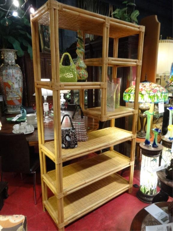 HEAVY RATTAN ETAGERE, EXCELLENT CONDITION, APPROX 6.5'H: HEAVY RATTAN ETAGERE, EXCELLENT CONDITION, APPROX 6.5'H