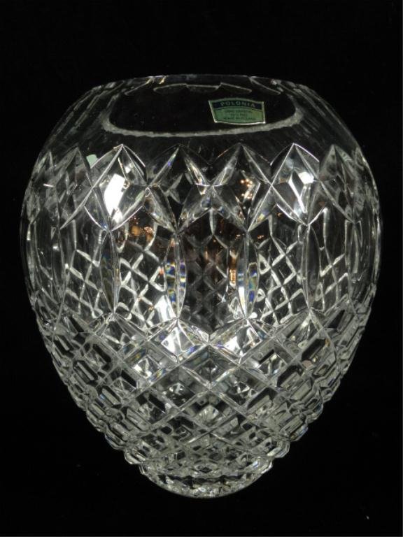 POLONIA 24 LEAD CRYSTAL VASE, MADE IN POLAND, APPROX