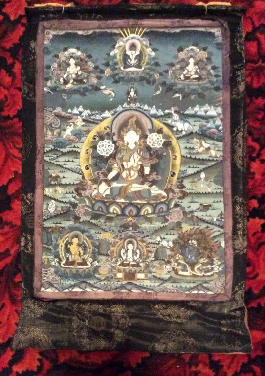LOKESWARA BUDDHA SINO-TIBETAN ANTIQUE THANGKA, APPROX: LOKESWARA BUDDHA SINO-TIBETAN ANTIQUE THANGKA, APPROX 18" X 28", SKU582