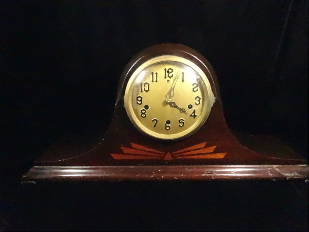 NEW HAVEN WOOD MANTEL CLOCK, APPROX 9.75" X 21",: NEW HAVEN WOOD MANTEL CLOCK, APPROX 9.75" X 21", SKU581.86