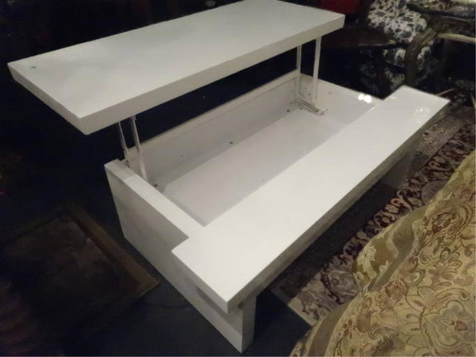 Hydraulic Lift Top Coffee Table, Converts To Desk