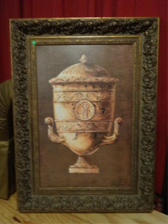 VITTORIO SPLENDA OIL PAINTING ON CANVAS, CLASSICAL URN: VITTORIO SPLENDA OIL PAINTING ON CANVAS, CLASSICAL URN WITH LID, SIGNED LOWER RIGHT, APPROX 34" X 46", SKU556.15