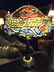 LARGE TIFFANY STYLE STAINED & LEADED GLASS LAMP, DOME