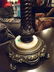 LARGE TIFFANY STYLE STAINED & LEADED GLASS LAMP, DOME - 3